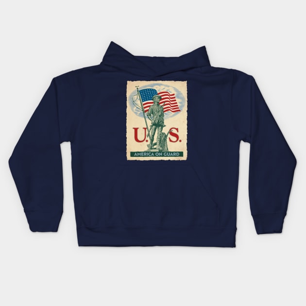 U.S. America On Guard Minuteman Poster Kids Hoodie by MatchbookGraphics